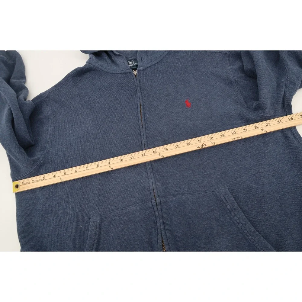 Vintage Polo Ralph‎ Lauren Full Zip Hoodie Jacket Men's Size XL Cotton Navy 90s